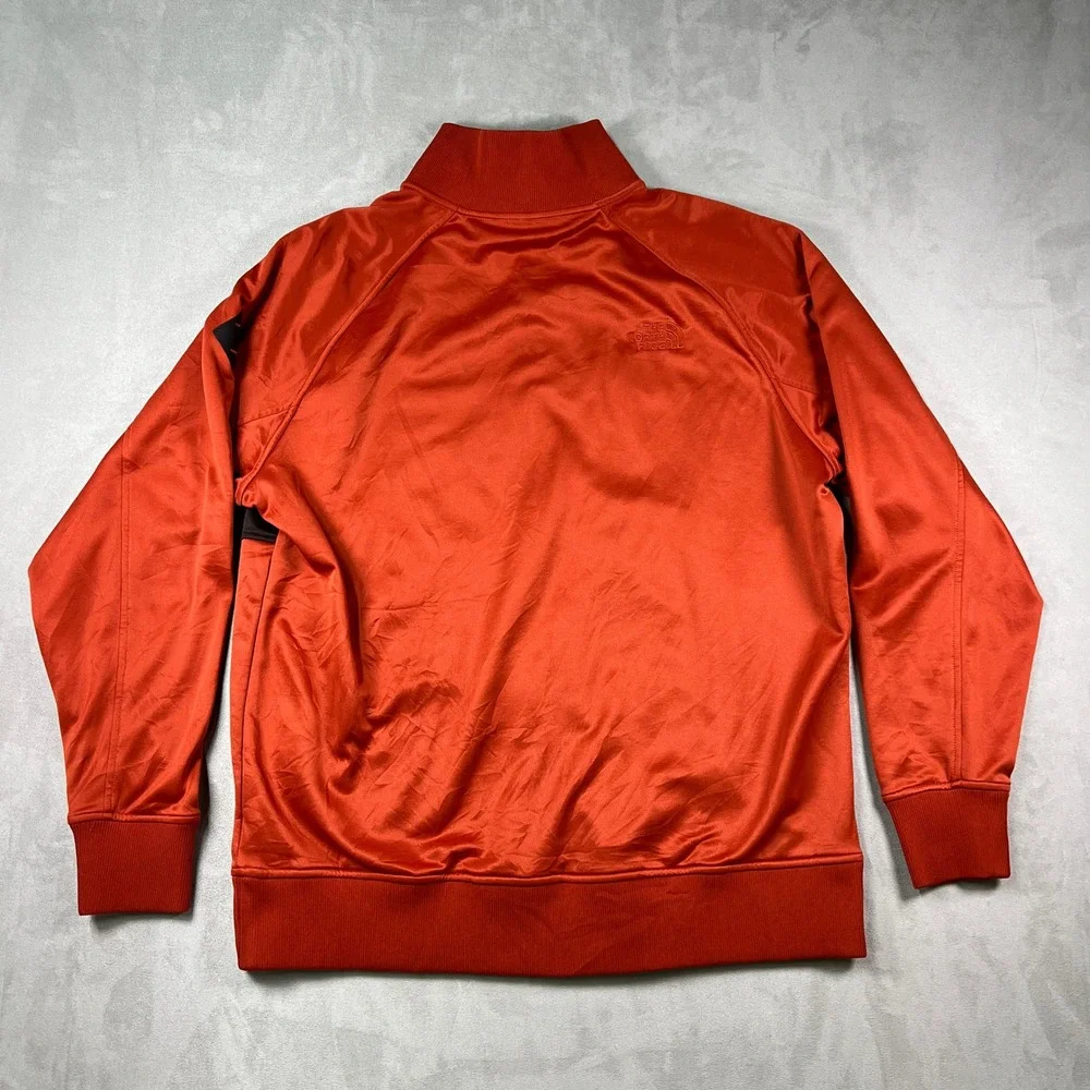 The North Face Track Jacket Mens XL Orange Full Zip Fleece Lined Outdoor Sweater